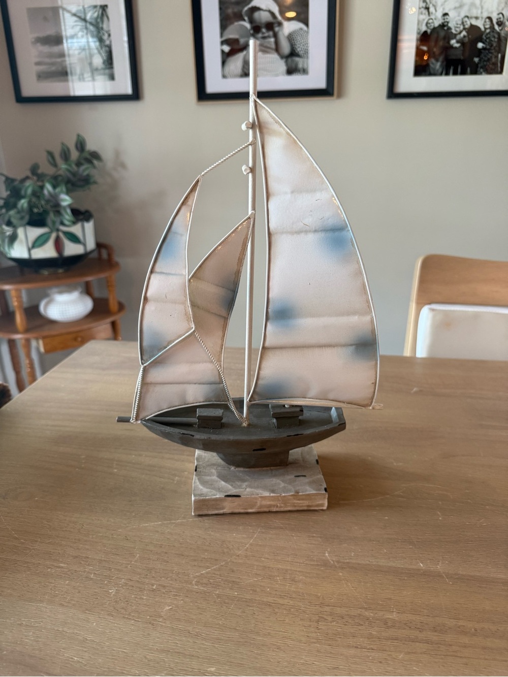 Hobby Lobby White and Gray Metal Sailboat Sculpture